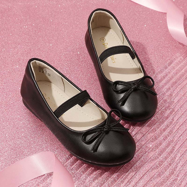 Girl's Ballerina Flat Shoes - BLACK-PU - 1